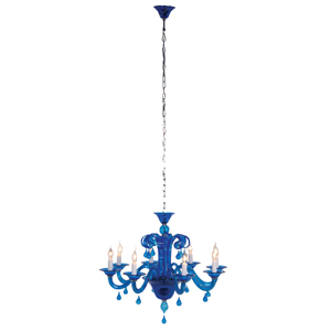 Blue Glass Ornate Chandelier
