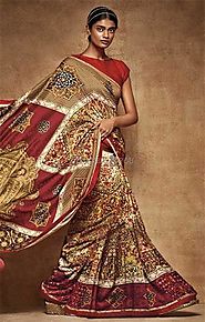 Stylish Multicolor Digital Print Work Silk Party Wear Saree
