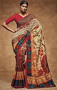 Chic Multicolor Digital Print Work Silk Latest Party Saree