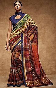 Captivating Multicolor Digital Print Work Silk Trendy Saree