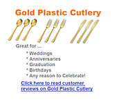 Best Shiny Gold Plastic Cutlery for Weddings, Anniversaries, Birthdays or Graduation