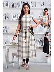 Buy Orange Color Chanderi Kurti For Women Online | Talash.com