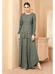 Teal Grey Color Rayon Kurti
