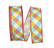 Diamond Printed Linen Everyday Wired Edge Ribbon