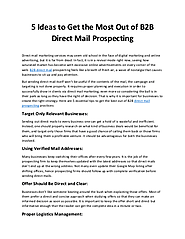 5 Ideas to Get the Most Out of B2B Direct Mail Prospecting