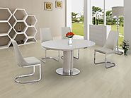 Annular Cream Small Round Extendable Dining Table