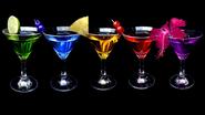 Multicolor cocktails: Place an array of cocktail bottles with different color cocktails on a wide plate or a thali to...