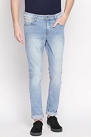 Bare Denim Men Solid Light Blue Jeans - Selling Fast at Pantaloons.com