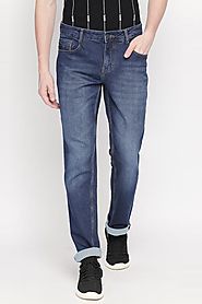 Bare Denim Men Casual Slim Fit Solid Dark Blue Jeans - Selling Fast at Pantaloons.com