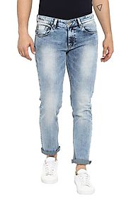 Spykar Mens Slim Fit Ankle-length Lt.blue Jeans - Selling Fast at Pantaloons.com
