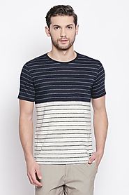 Urban Ranger Men Cut & Sew Navy T Shirt - Selling Fast at Pantaloons.com
