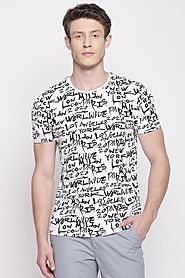 Sf Jeans Men Printed White T Shirt - Selling Fast at Pantaloons.com