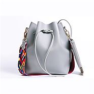 DAUNAVIA Women bag with Colorful Strap Bucket Bag Women PU Leather Shoulder Bags Brand Designer Ladies Crossbody mess...