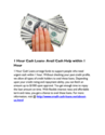 1 Hour Cash Loans- Avail Cash Help within 1 Hour
