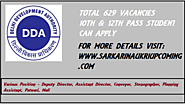 DDA Recruitment 2020 | 629 Vacancies Sarkarinaukriupcoming