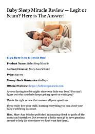 (PDF) Baby Sleep Miracle Review — Legit or Scam? Here is The Answer! | David Thon - Academia.edu