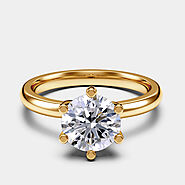 Petite NEW Solitaire Diamond Engagement Ring in 18ct Yellow Gold with Round Center Stone