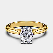 Tulip Solitaire Diamond Engagement Ring in 18ct Yellow Gold with Oval Center Stone