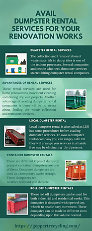 Avail dumpster rental services for your renovation works