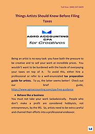 Things Artists Should Know Before Filing Taxes by Agro Accounting CPA - Issuu