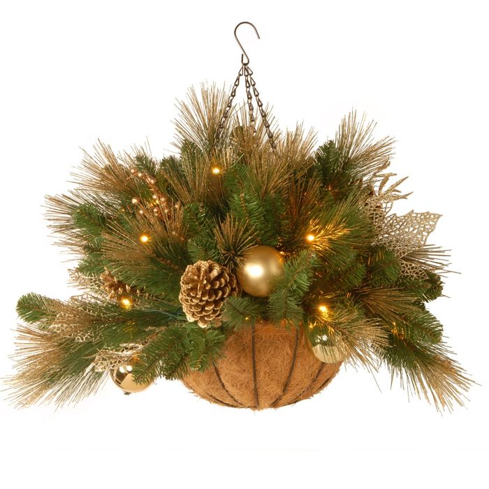 Lighted Christmas Hanging Baskets with Lights for Outdoor or Indoor Use