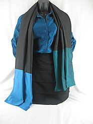 Blue black scarf | Color Block Scarf | Handmade Blue & Black Block Scarf | Blue Women's Scarves | Express Shipping in...