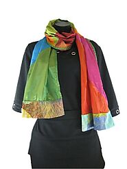 Multicolored Scarf pattern | Handmade Multicolored silk Scarf | Multicolor Scarves for Women | Express Shipping in 1 ...