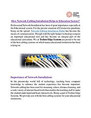 How Network Cabling Installation Helps to Education Sectors?