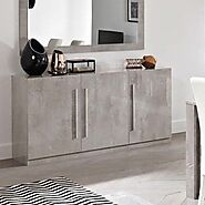 Adria Italian High Gloss Grey Marble Sideboard 156cm
