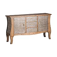 Alisha Ethnic inspired Silver And Natural Wooden Sideboard