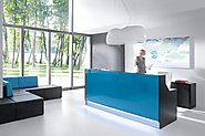 Add Modern Touch with White Curved Reception Desk