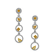 Fancy Coloured Drops Yellow Diamond and White Gold Earrings