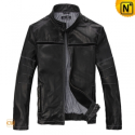 Mens Black Leather Motorcycle Jacket CW871298 - cwmalls.com