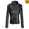 Black Cropped Leather Jacket Women CW670039 - CWMALLS.COM