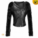 Fur Sleeve Black Cropped Jacket CW670043 - CWMALLS.COM