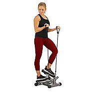 Sunny Health & Fitness Mini Stepper Stair Stepper Exercise Equipment with Resistance Bands and Twisting Action - NO. ...