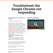 How can I troubleshoot the Google Chrome not responding?