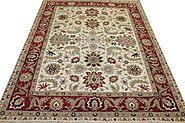 Buy 8x10 Oriental Rugs Ivory / Red Fine Hand Knotted Wool Area Rug MR025538 | Monarch Rugs