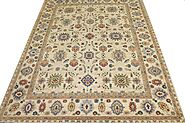 Buy OVERSIZE Oriental Rugs Ivory Fine Hand Knotted Wool Area Rug - MR025519 | Monarch Rugs
