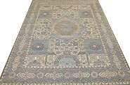 Buy 8x10 Oriental Rugs Lt. Blue Fine Hand Knotted Wool Area Rug - MR025462 | Monarch Rugs