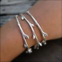 BANGLES - Budding Twig Cuff Bracelets - Set of 3 in Recycled Sterling