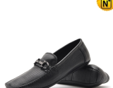 Black Leather Loafers Driving Shoes CW712395 - cwmalls.com