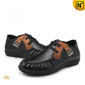 Men Black Leather Flat Loafers Shoes CW701115 - cwmalls.com