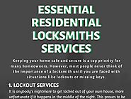 Essential Residential Locksmiths Services You Should Know