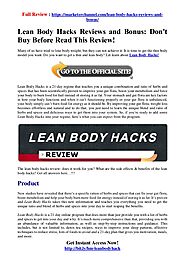 Lean Body Hacks Review: Don't Buy Before Read This Review!!