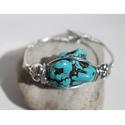 Wire Wrapped Chunky Turquoise Magnesite Silver Bracelet