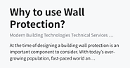 Why to use Wall Protection? - Modern Building Technologies Technical Services Blog