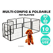 10 Panel Dog Crate With Double-Door | Heavy Duty Securely Lock 80cm*80cm - Paktec Store