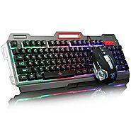 Rainbow Yellow A10 LED USB Wired Pro Gaming Keyboard & Mouse