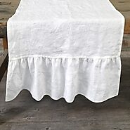 Buy Pure Washed Linen Ruffles Table Runner From Linenshed
